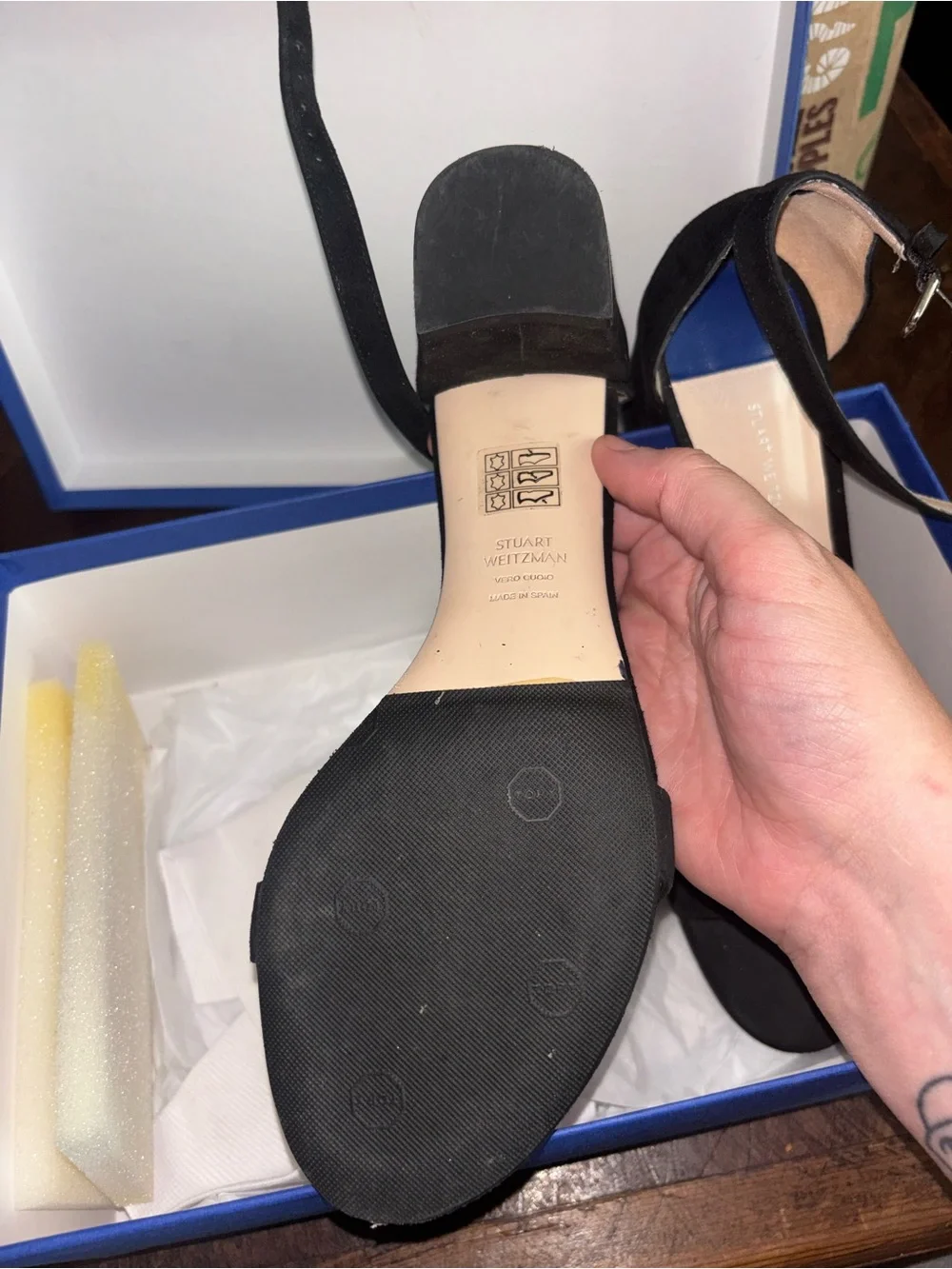 NWT Stuart Weitzman Classic Elegant Black Suede Ankle-Strap Sandals